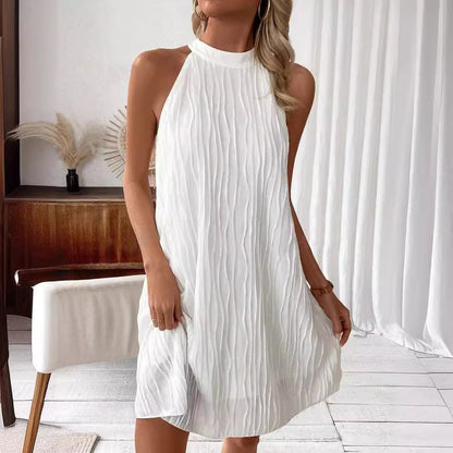 Ivory Muse Pleated Backless Midi Dress - Nordik Paris