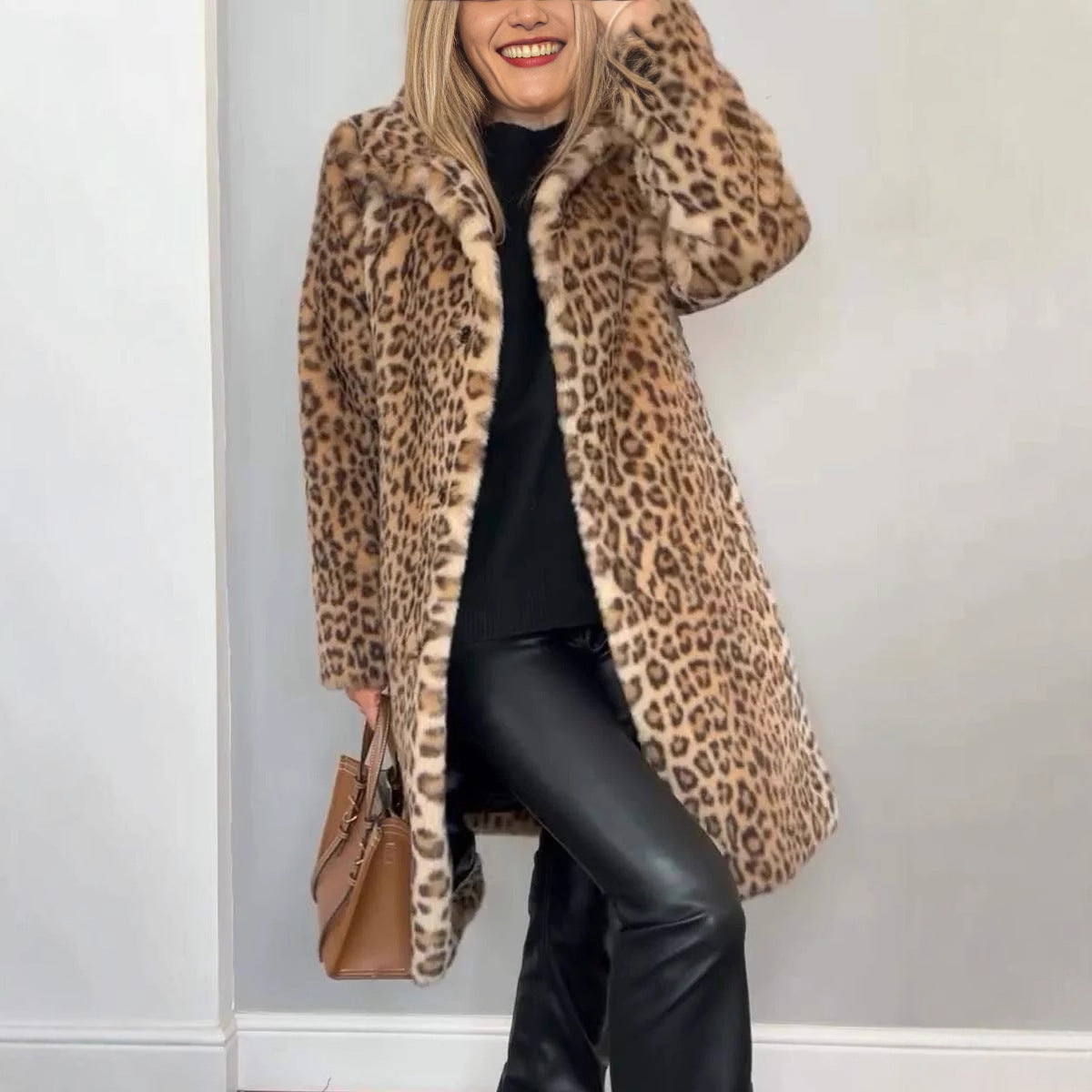 LANA | Veste mi-longue à imprimé léopard