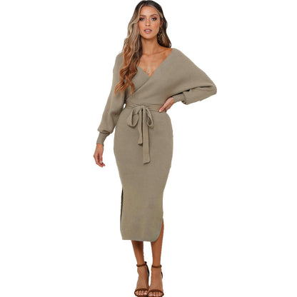 Léna | Robe slim à manches longues et col V