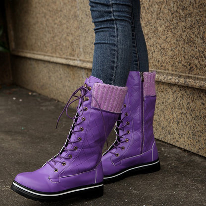 MARTINA | Bottes A Lacets A Talon Plat