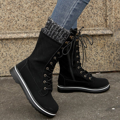MARTINA | Bottes A Lacets A Talon Plat