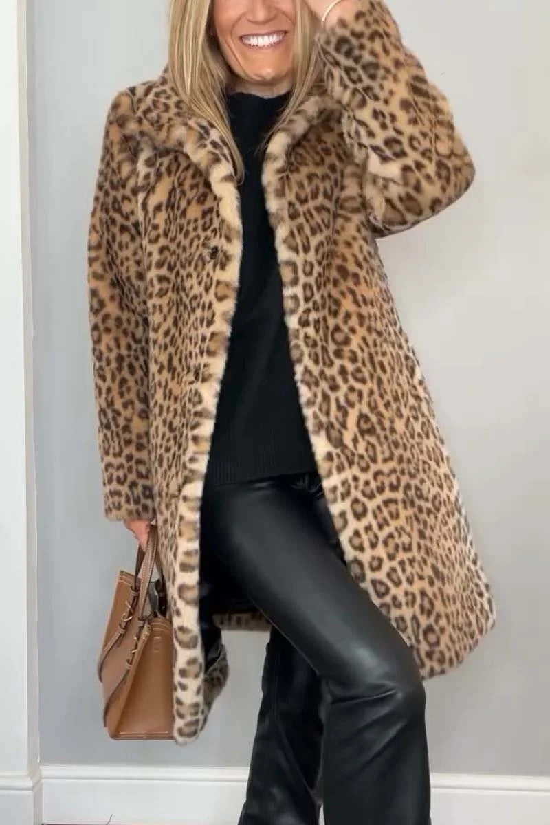 LANA | Veste mi-longue à imprimé léopard