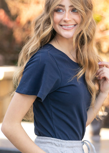 Luna Navy Flutter Top