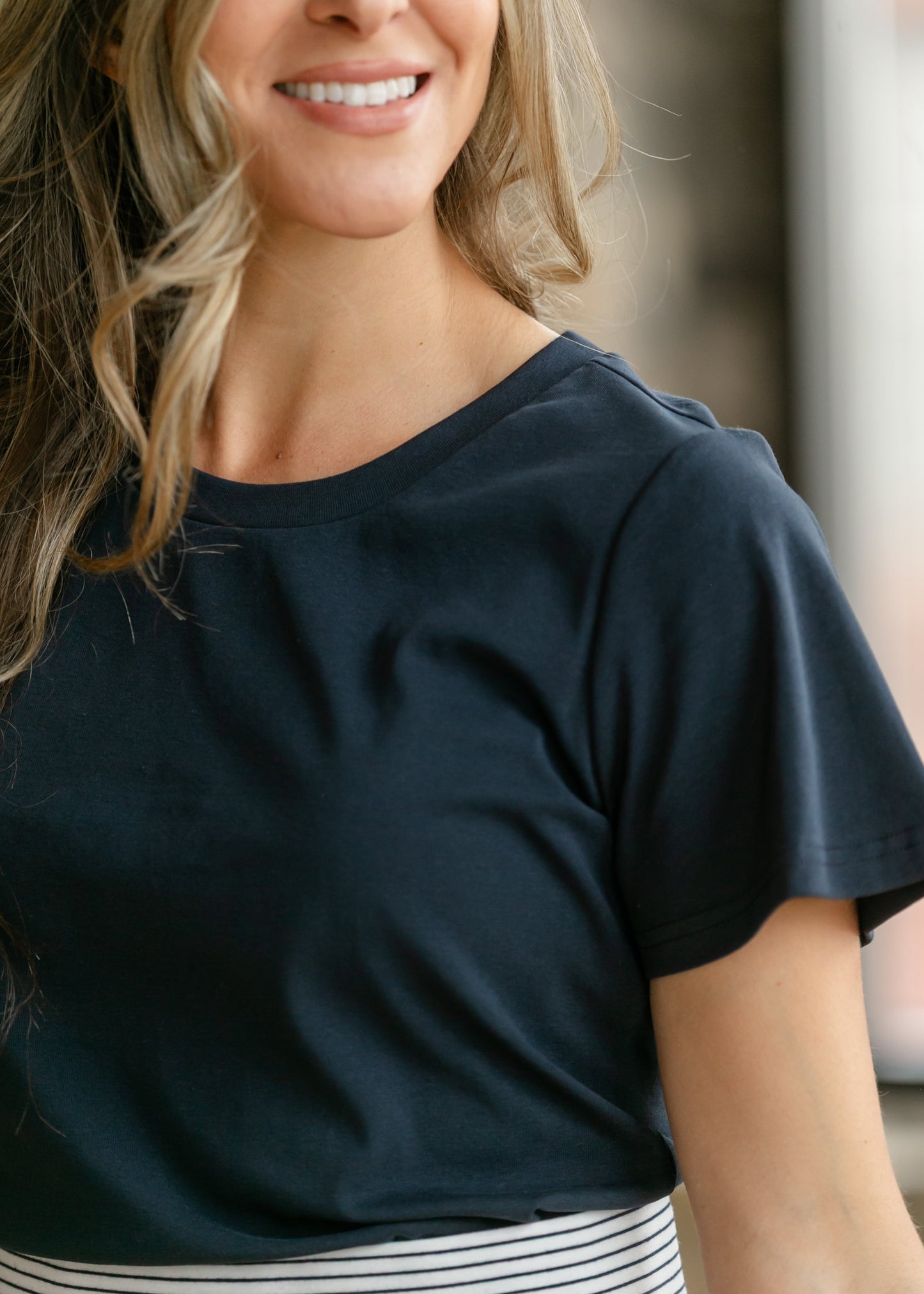 Luna Navy Flutter Top