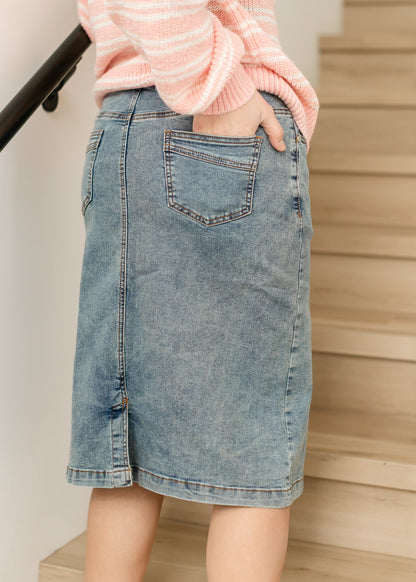 Sandra Classic Midi Denim Skirt